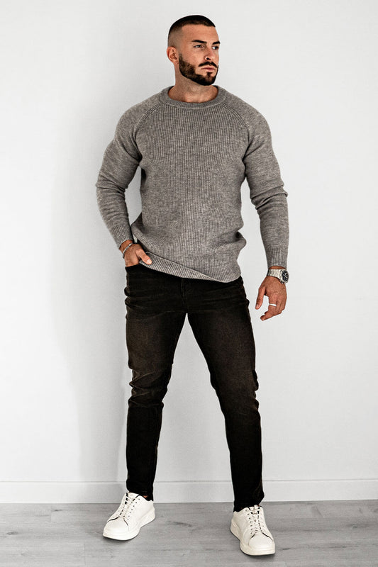 Round Neck Sweater - Grey