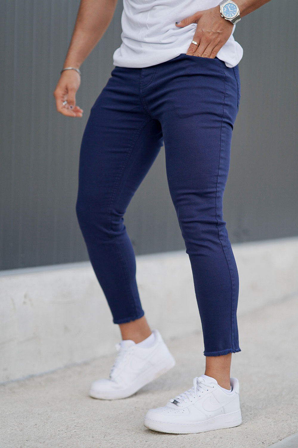 navy blue skinny jeans