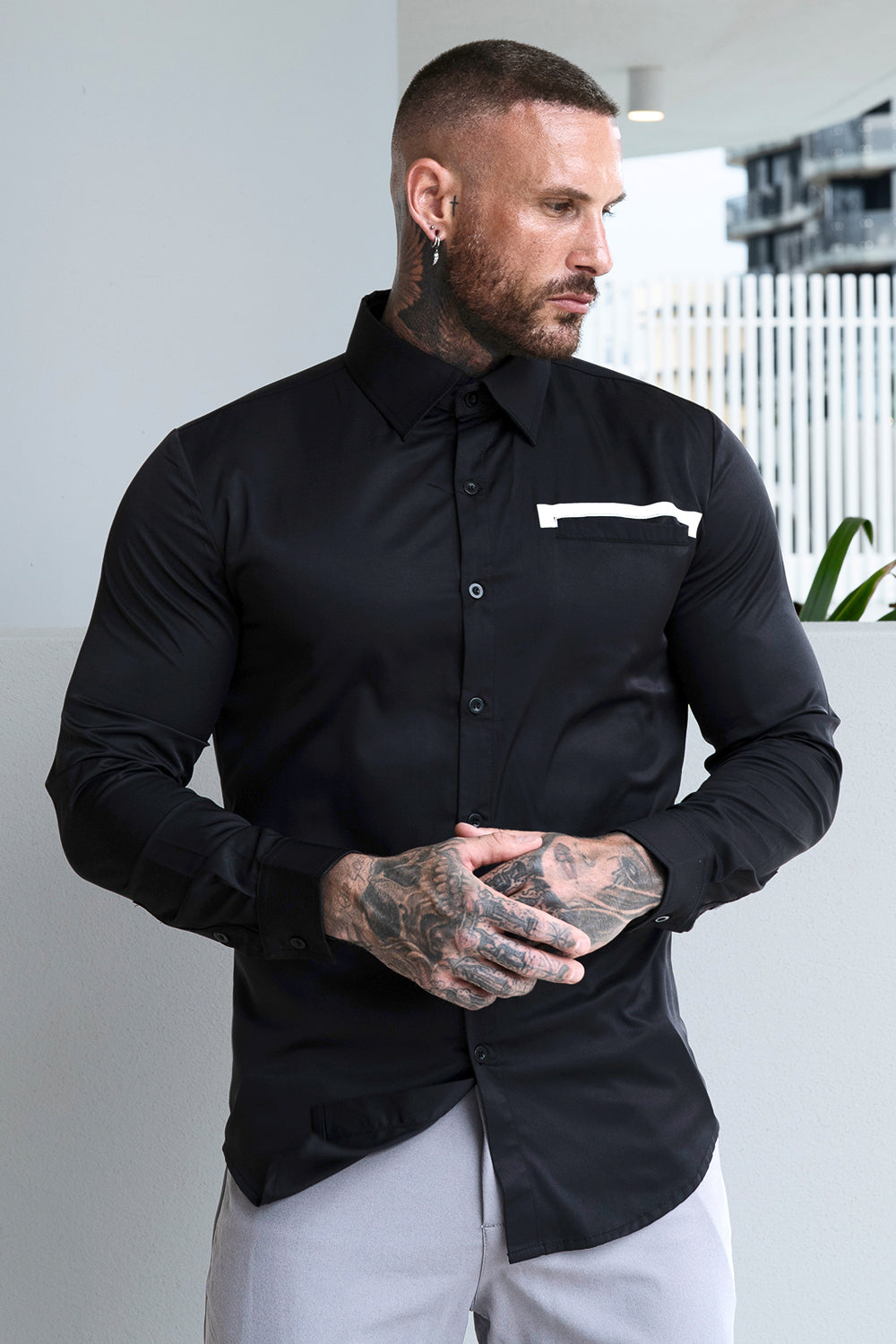 Men's Black Dress Shirt - Button For Sale – GINGTTO