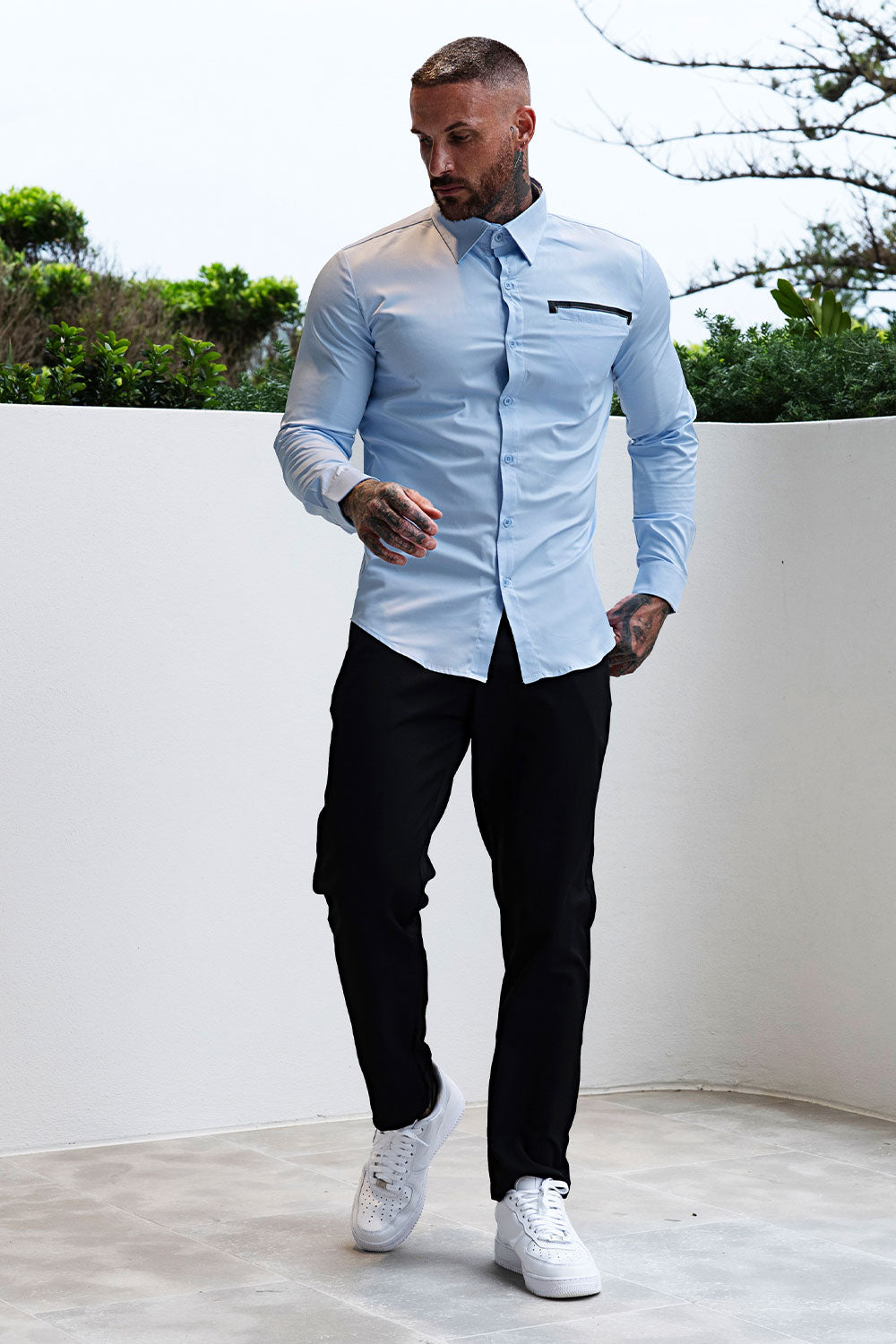 Men's Blue Dress Shirt - Button