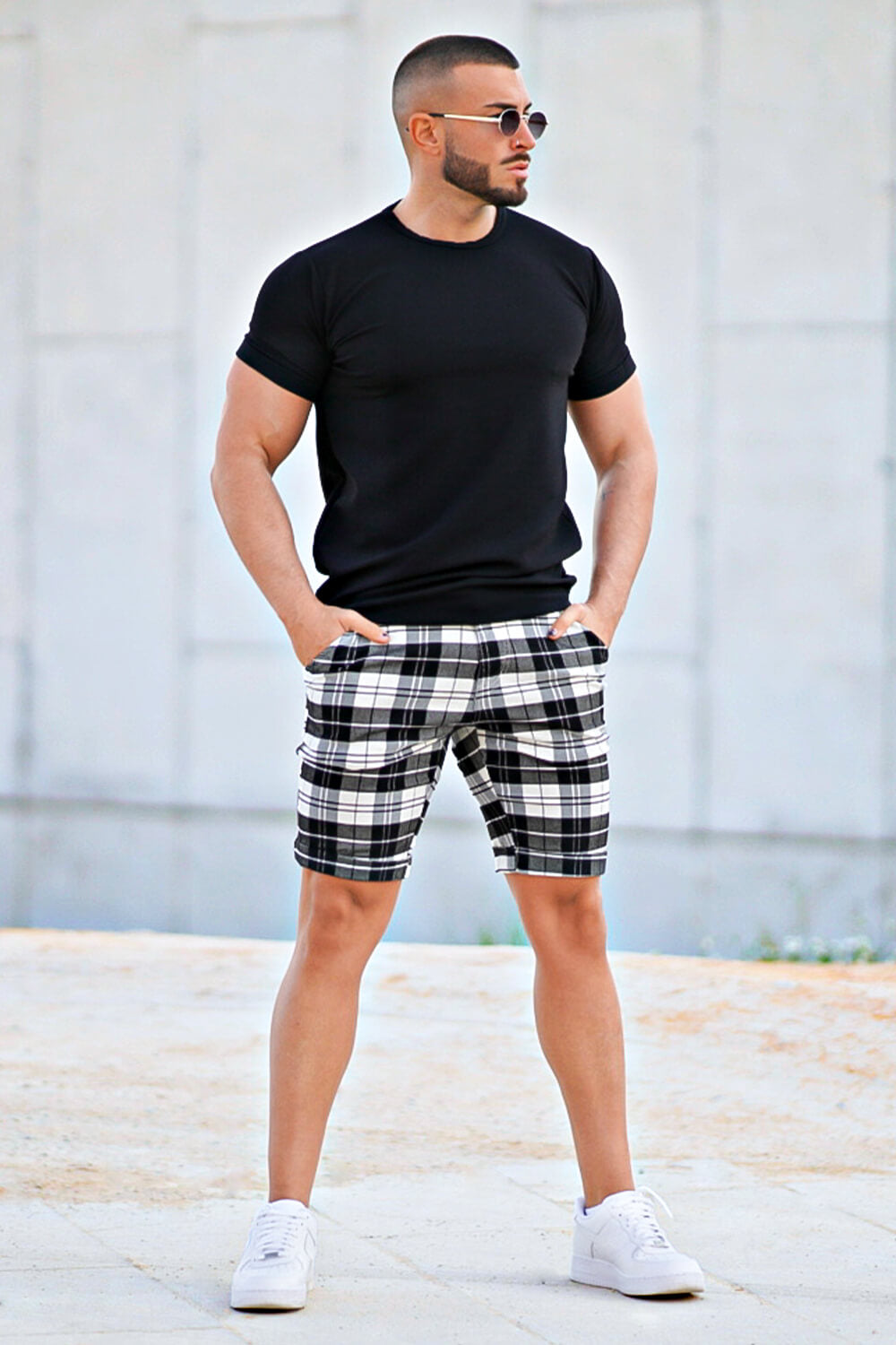 Men's Checkered Short - Black And White 