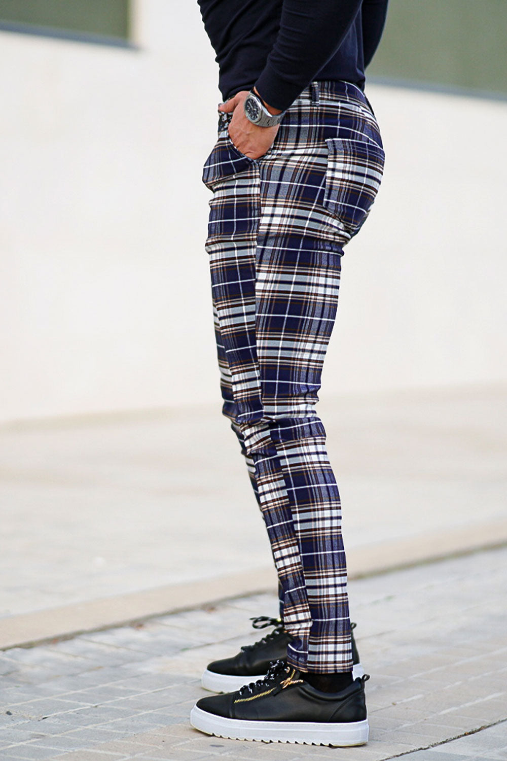 checkered chino pants