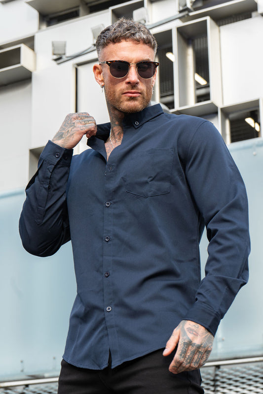 men's navy blue shirt