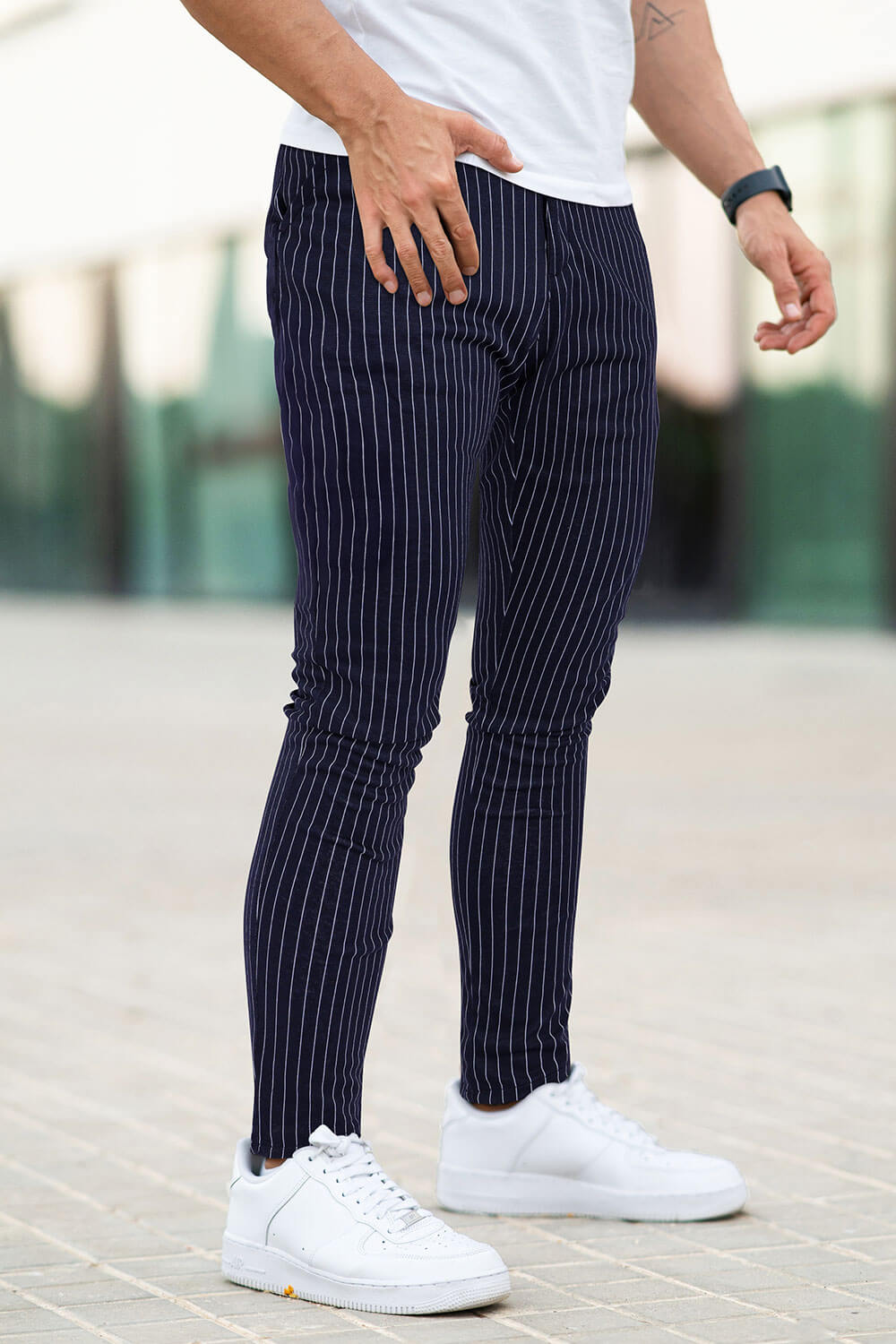 Men Casual Pant - Dark Blue & Stripe (Presale)