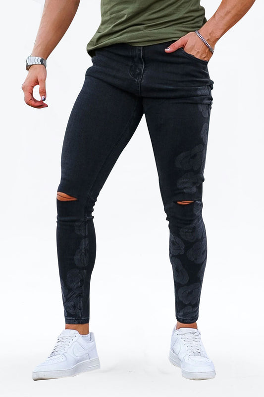 men's black ripped skinny jeans