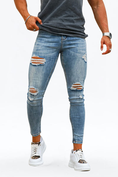 Jeans da uomo moto invecchiati Jean Rock skinny slim strappati con foro  lettera pantaloni in denim hip-hop253L