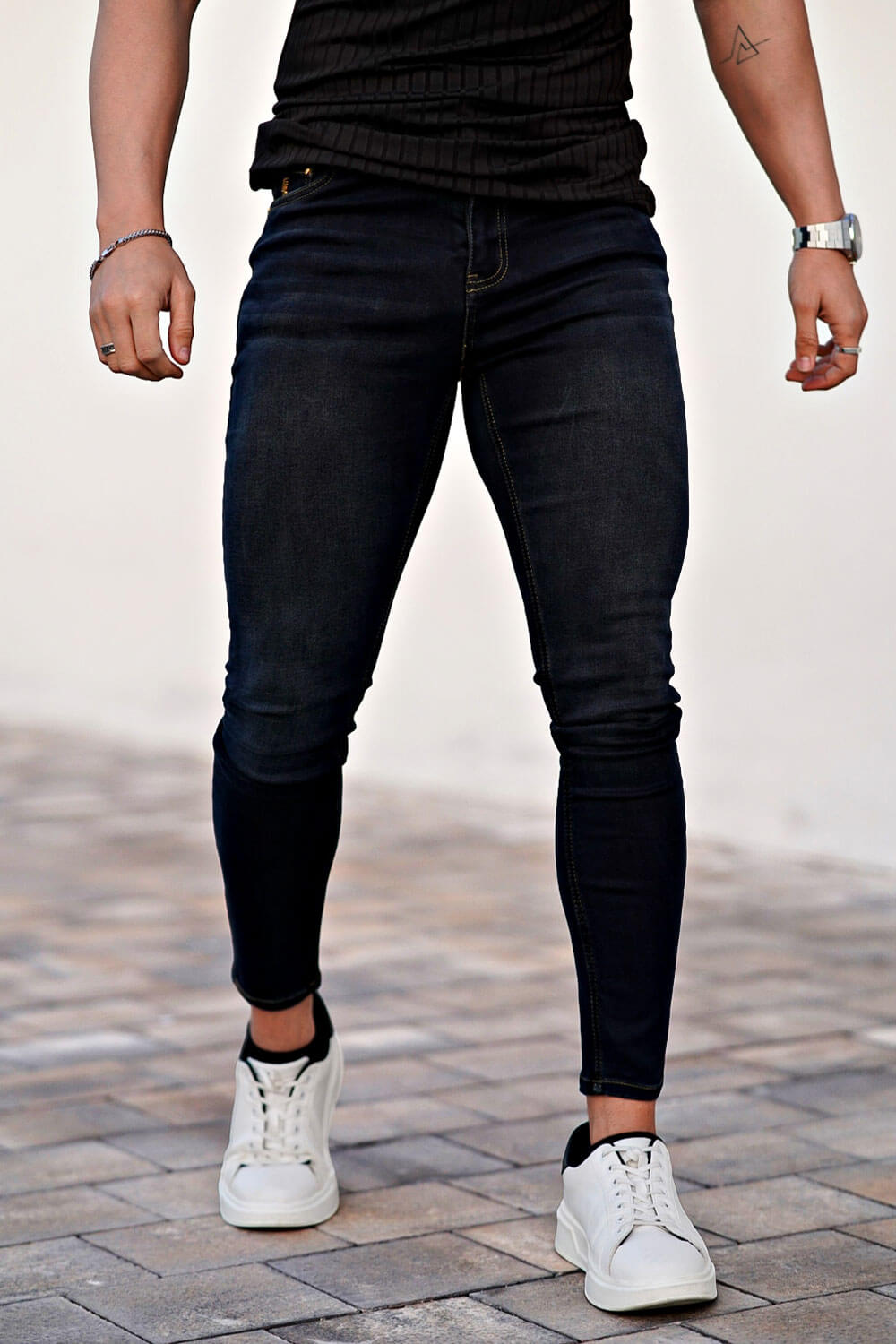 Relaxed Skinny Jeans - Black And Blue