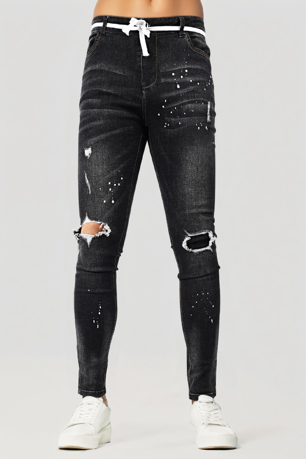 Men's Relaxed Skinny Jean - Black & Ripped