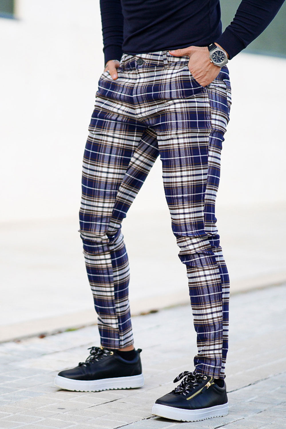 checkered chino pants