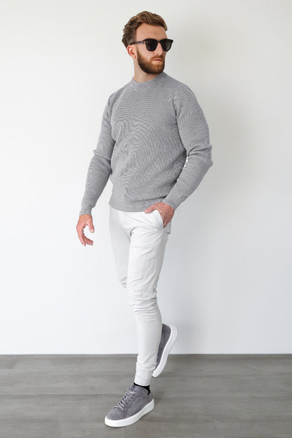 Round Neck Sweater - Grey