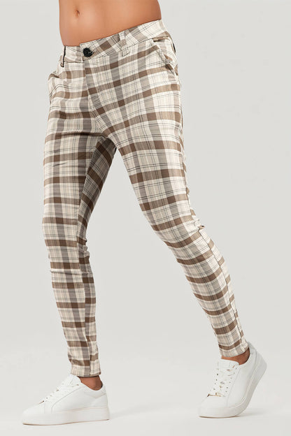 Mens Skinny Pant - Brown Plaid