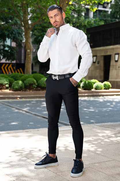 black stretch chinos