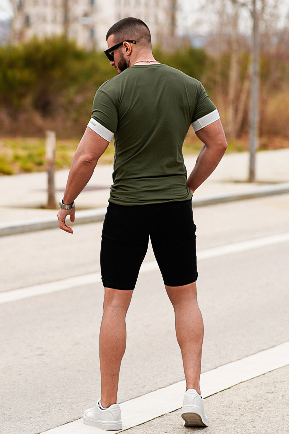 men's black jean shorts