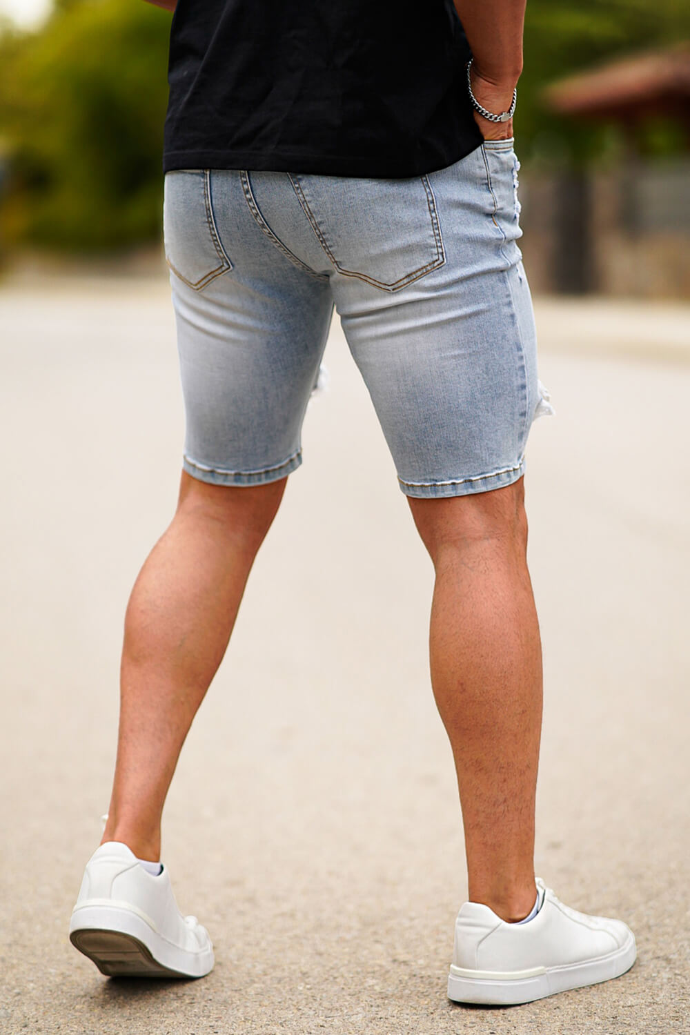  Men's Ripped Shorts - Blue