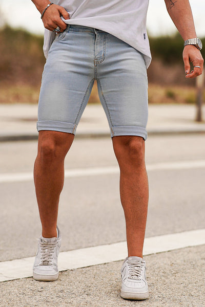 Denim stretch shorts on sale mens