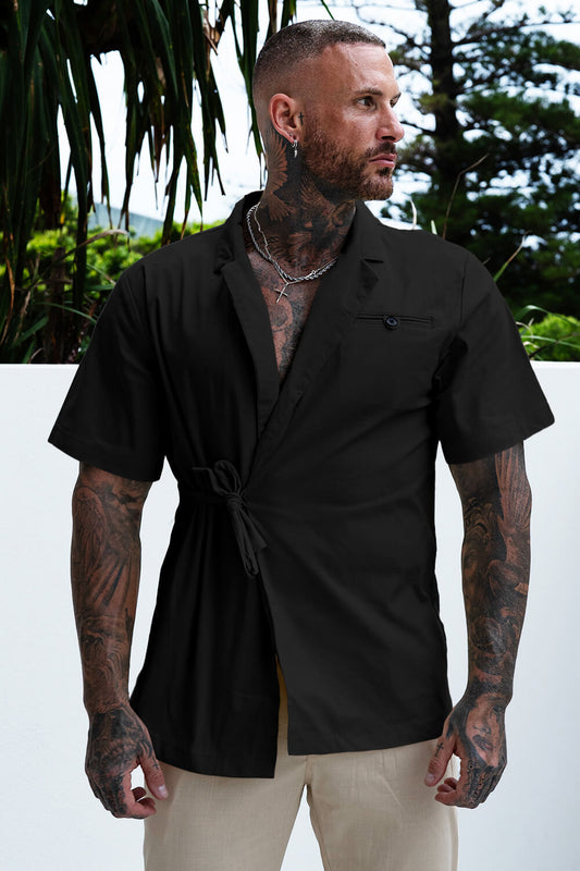 Men's Black Dress Shirt - Lace-up