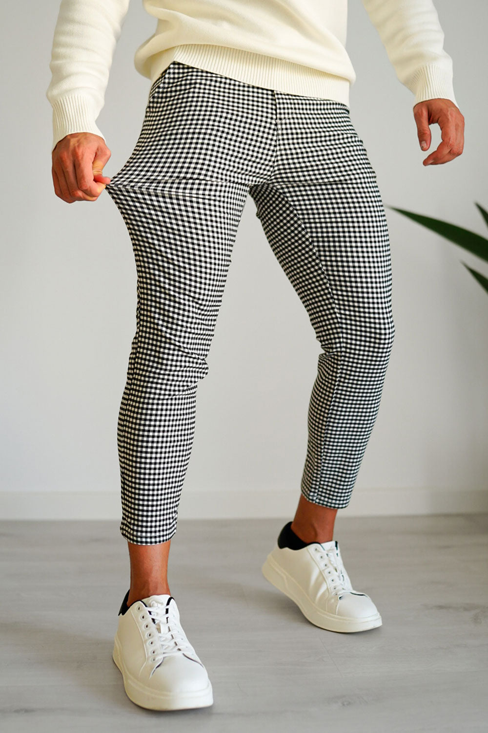 men's plaid chino plants