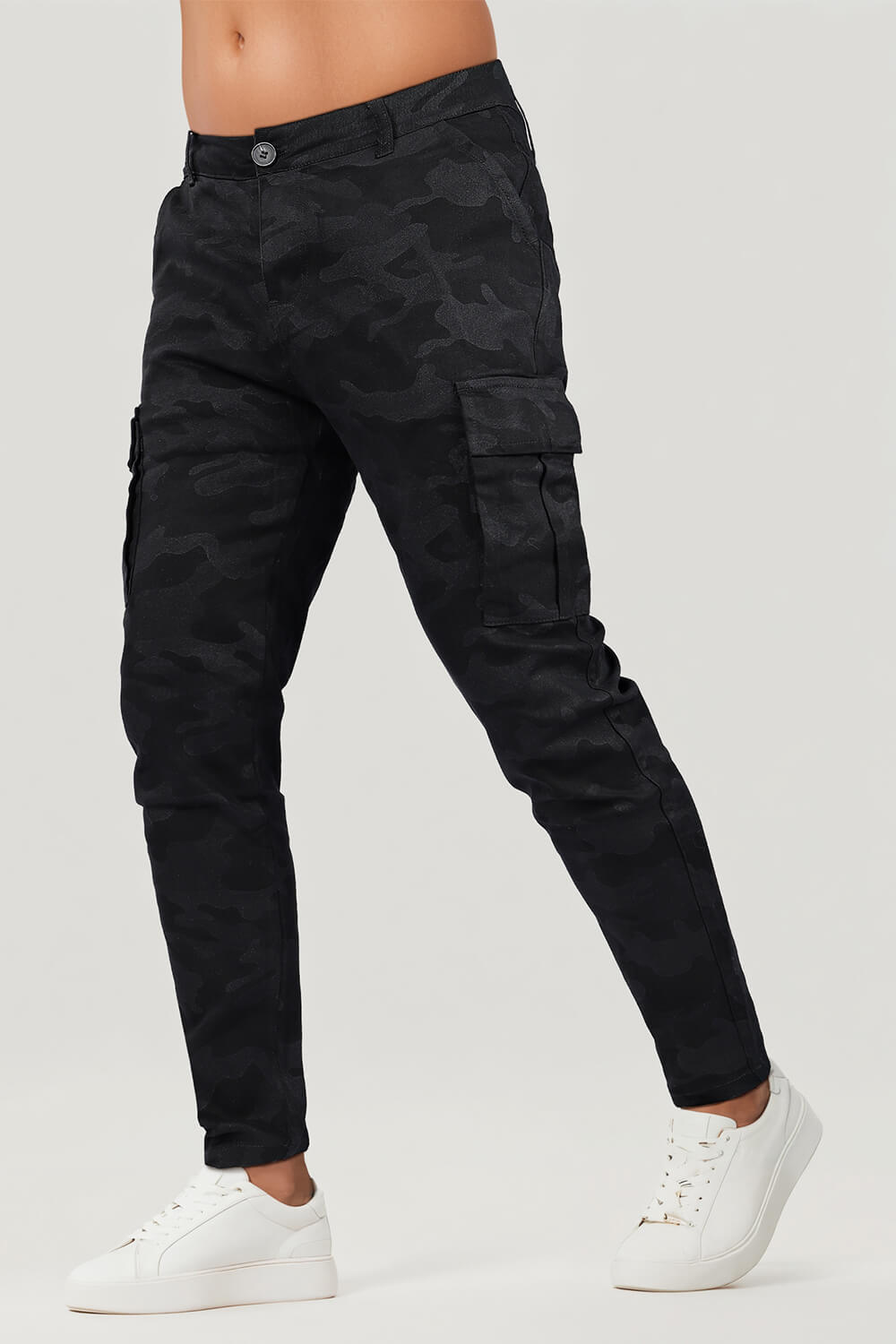 Men's Black Cargo Pant - Camouflage Dark Pattern