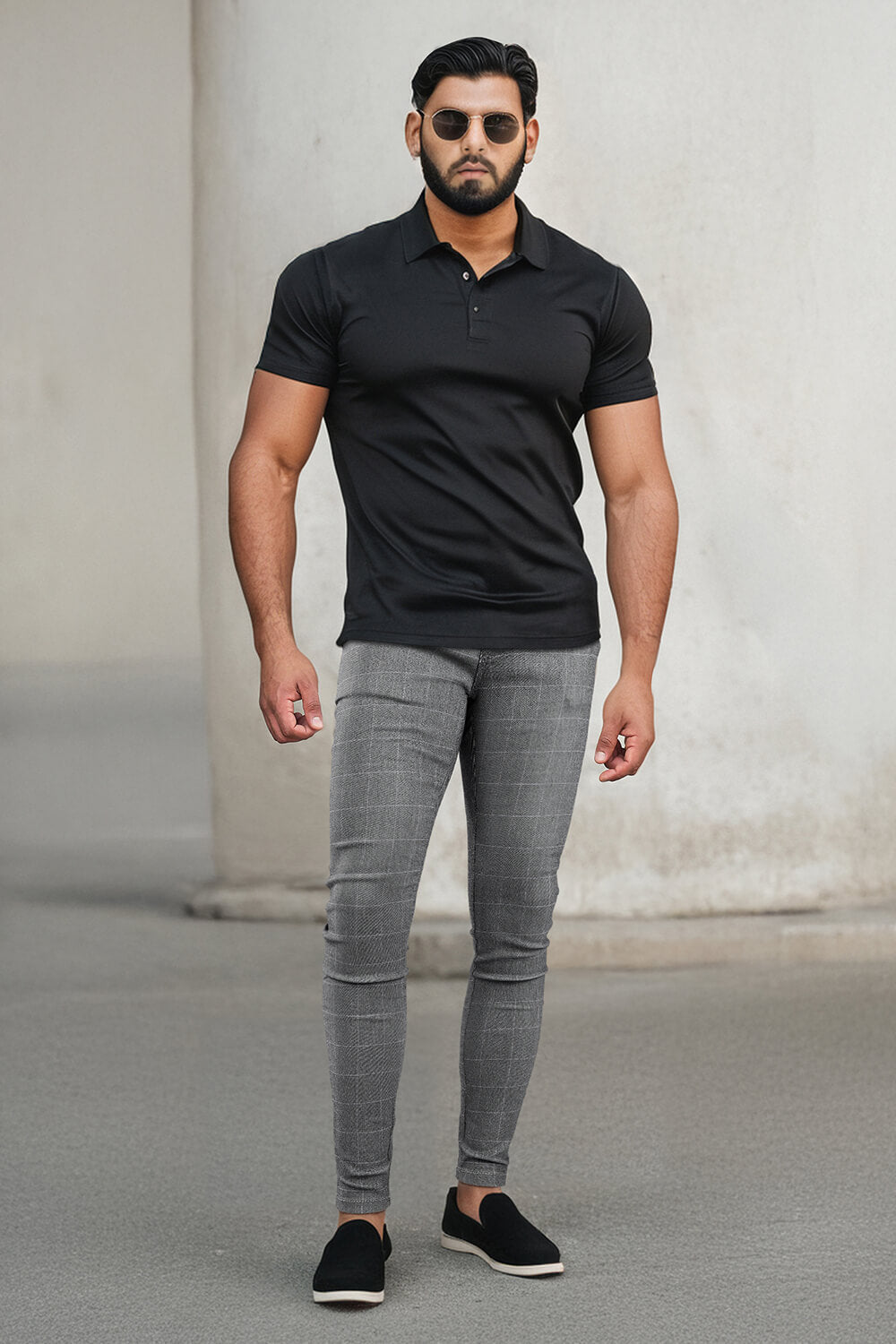 Graue Skinny-Hose für Herren – Lattice