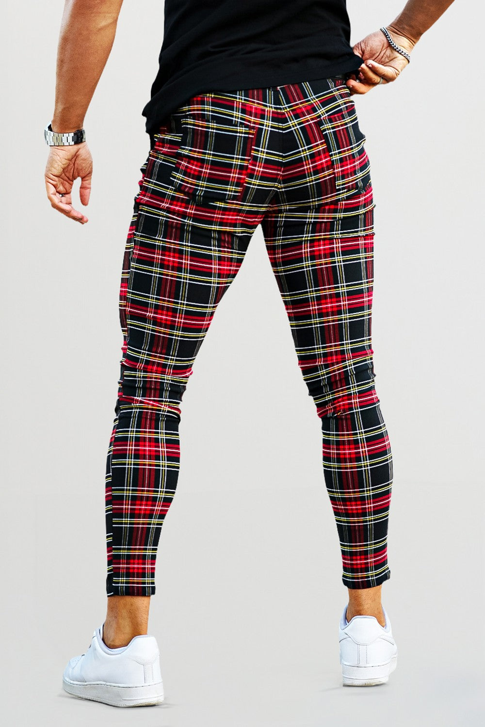 Men's Plaid Chino Pants - Red