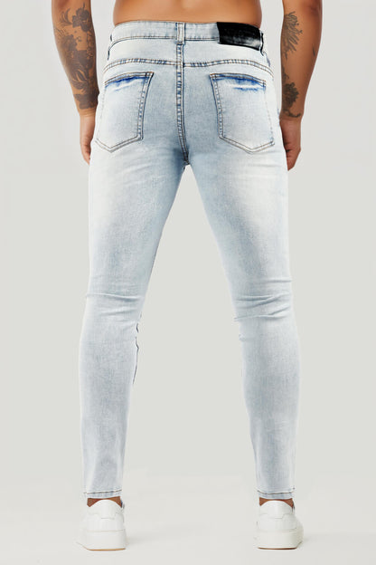 Men's Ripped Knee Skinny Jean - Washed Blue