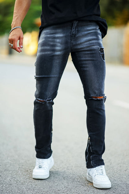 ripped knee black jeans