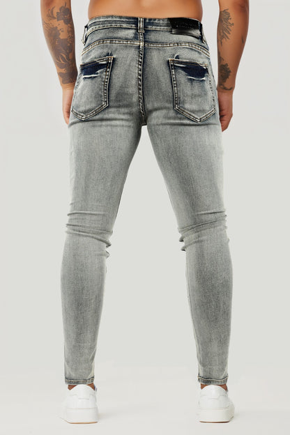 Men's Ripped Knee Skinny Jean - Light Blue