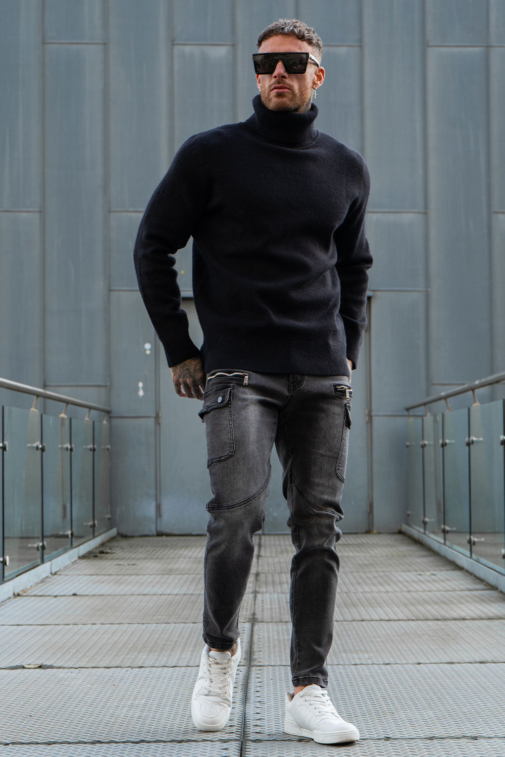 men's black turtleneck sweater