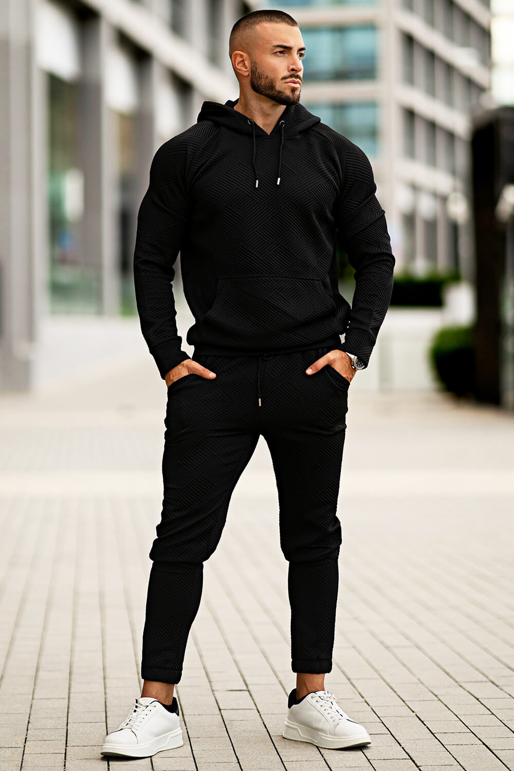 Casual Hoodie Set - Black