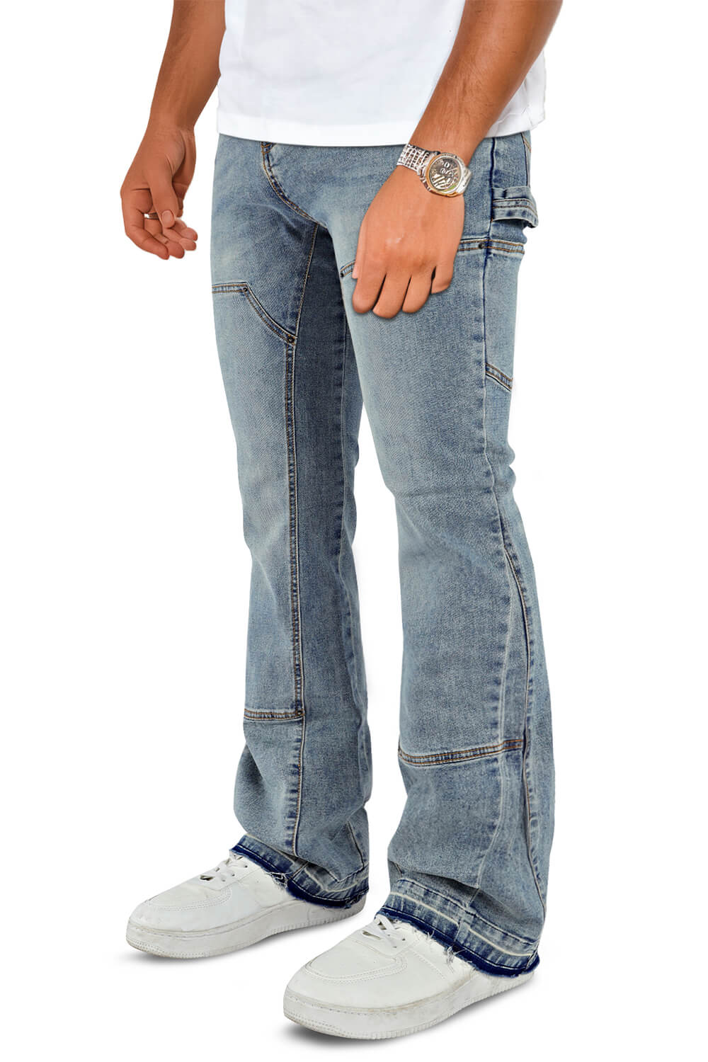 Men Denim Flare Pants - Blue