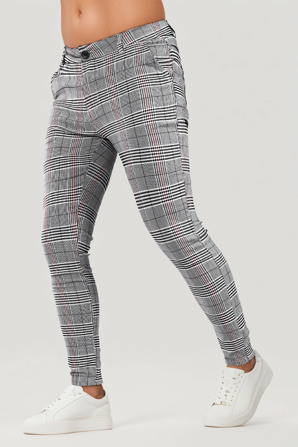 Mens Casual Grey Plaid Trouser