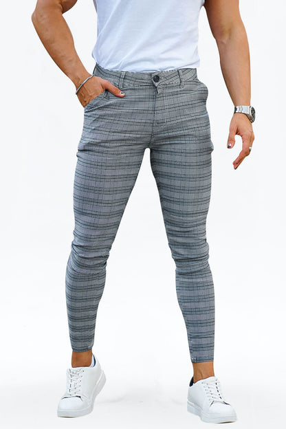 men's gray plaid chinos