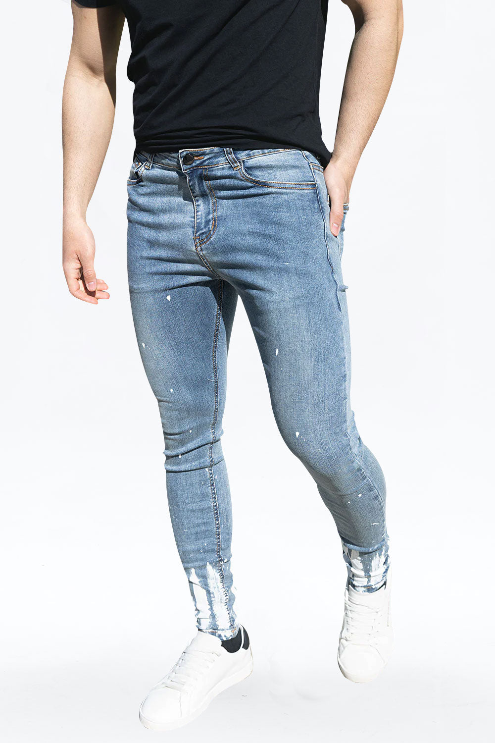 men's light blue skinny jeans