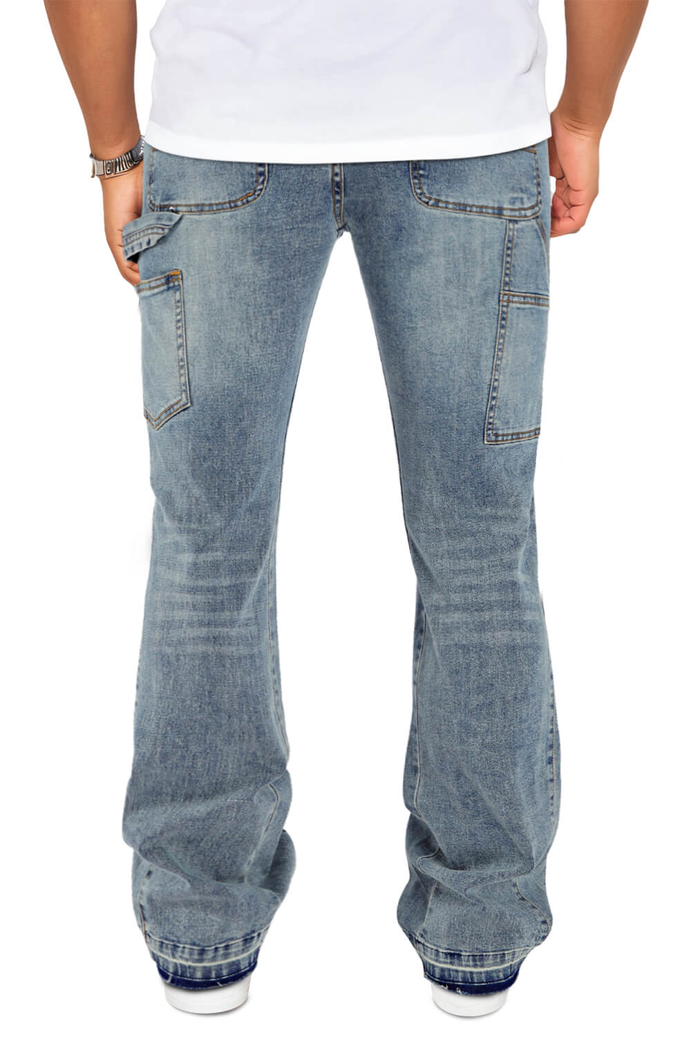 Men Denim Flare Pants - Blue