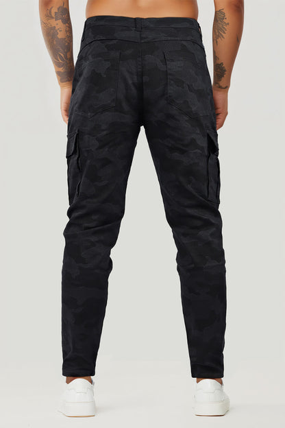 Men's Black Cargo Pant - Camouflage Dark Pattern