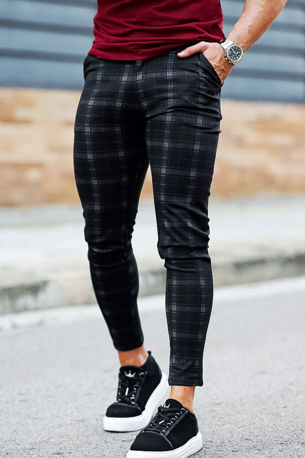 black checkered pants