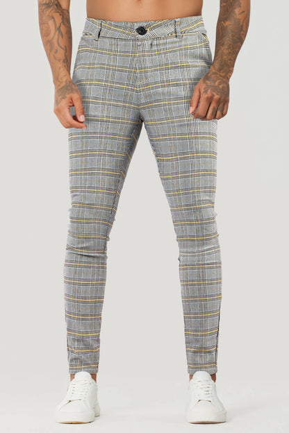 Pantalon à carreaux gris clair pour homme