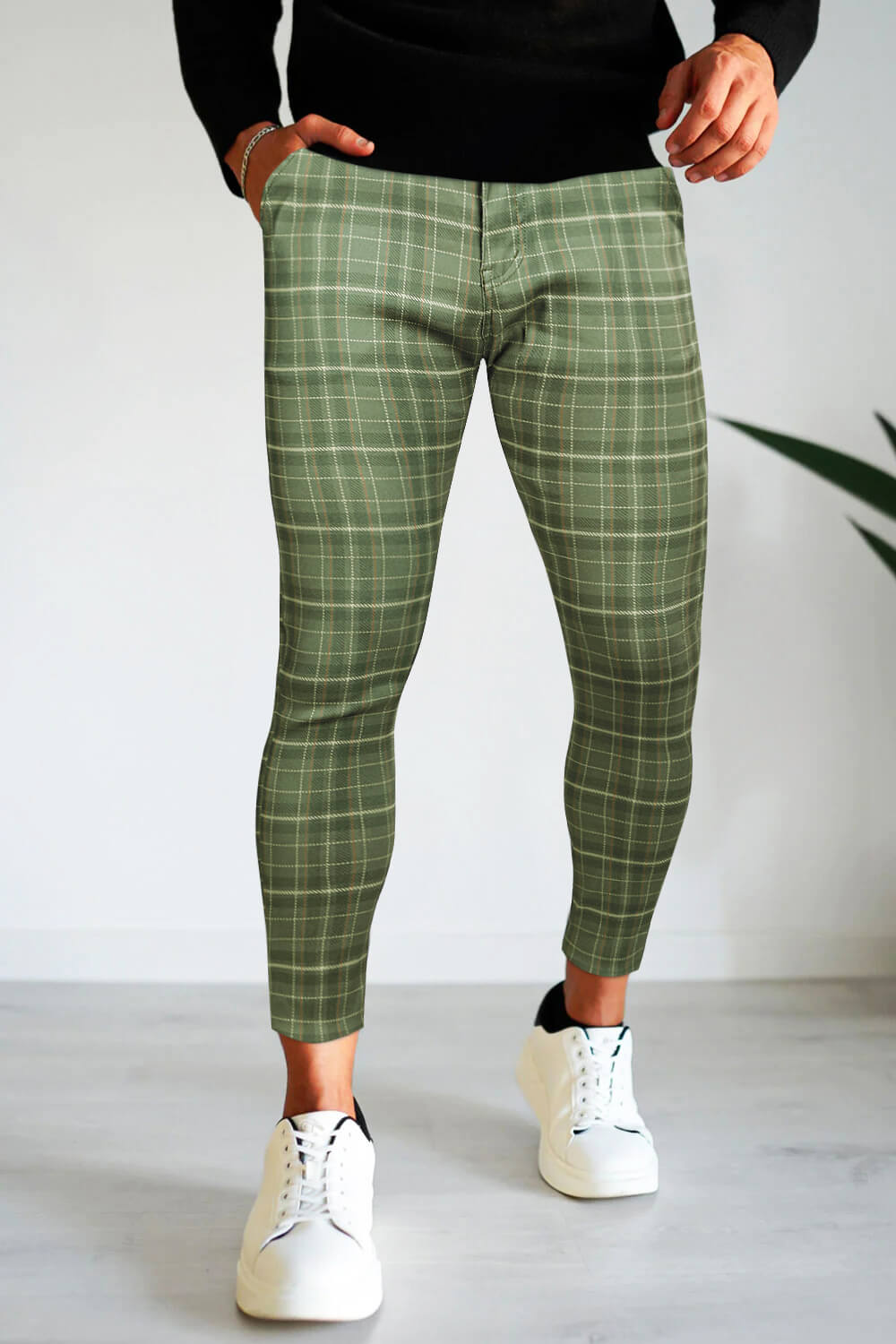 Men's Relaxed Chino Pant - Green Lattice