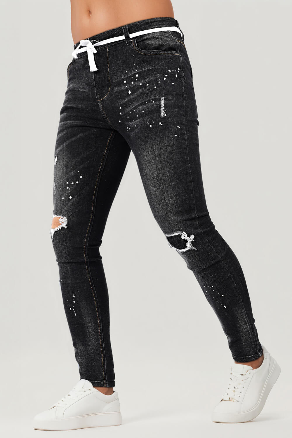 Men's Relaxed Skinny Jean - Black & Ripped