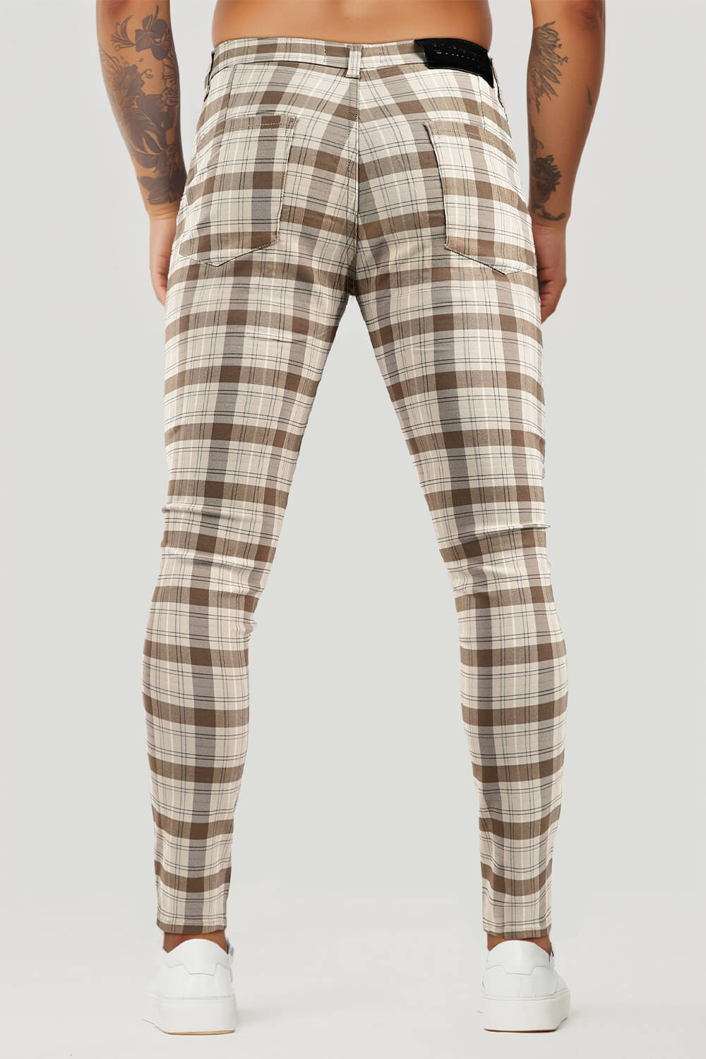 Mens Skinny Pant - Brown Plaid