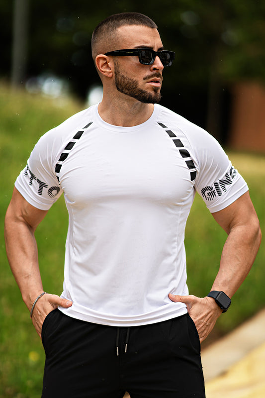 Men's White Crew Neck T-Shirt - Slim Fit 