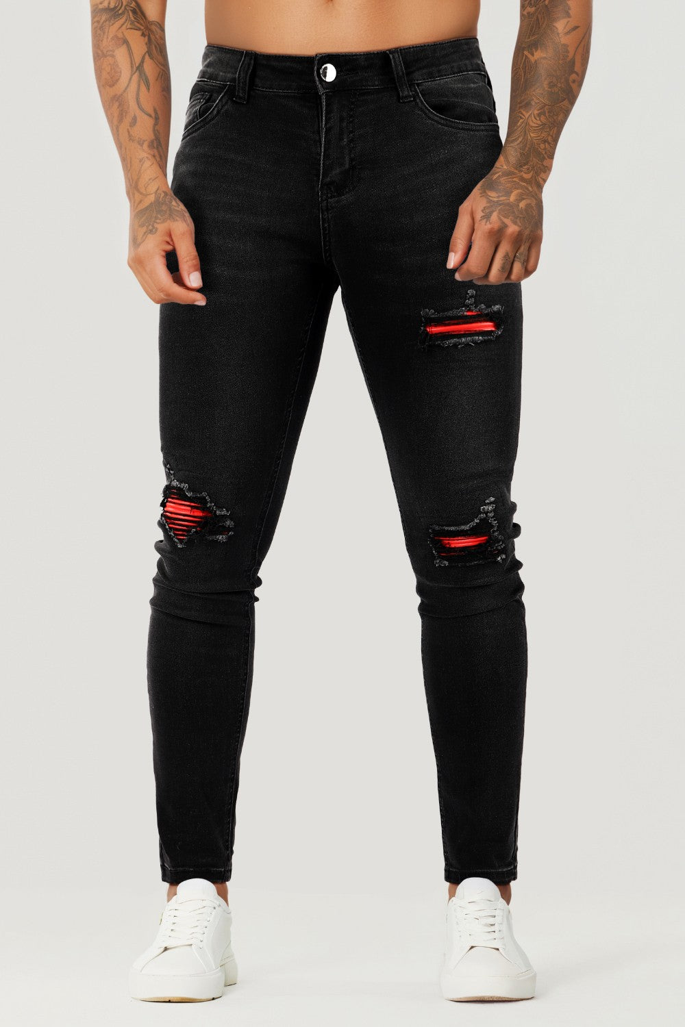 Men's Ripped Knee Skinny Jean - Black