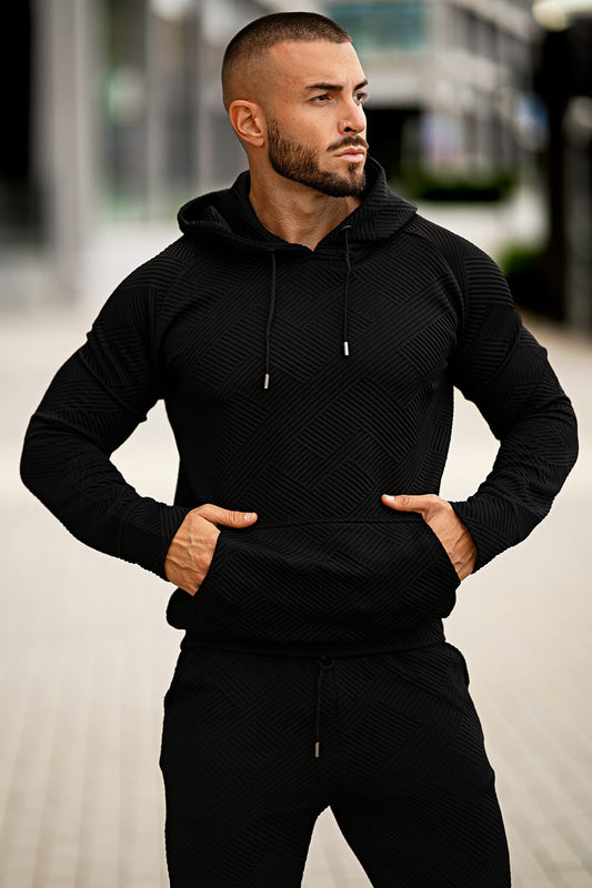 Casual Hoodie Set - Black