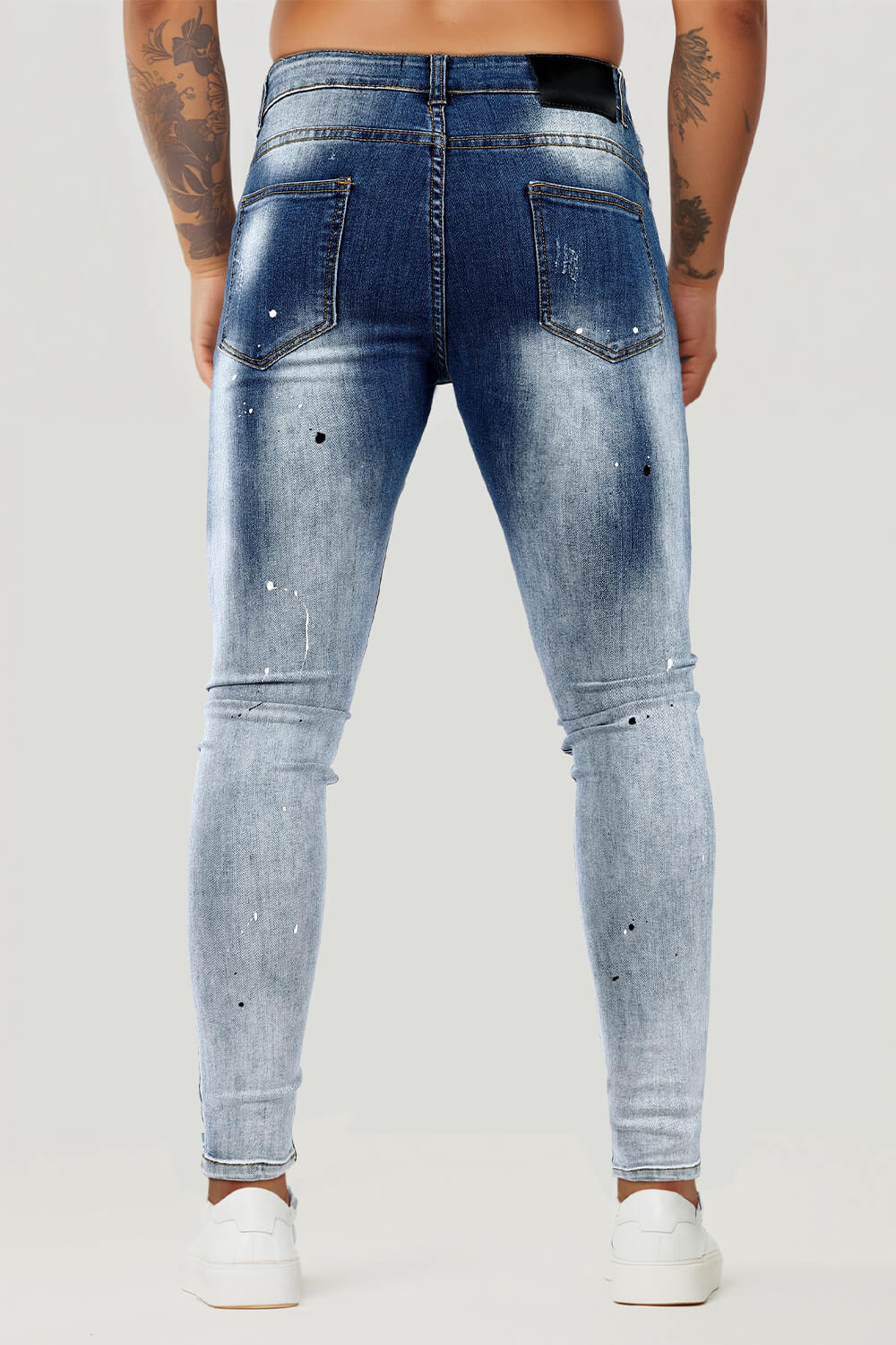 Men Blue Skinny Jeans - Spray Paint