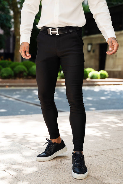 black stretch chinos