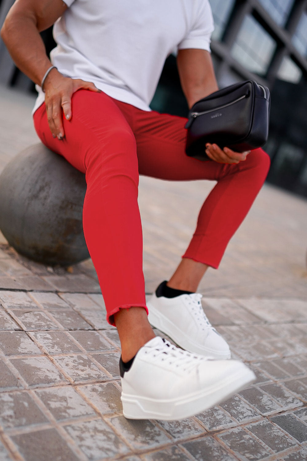 men's red skinny jeans