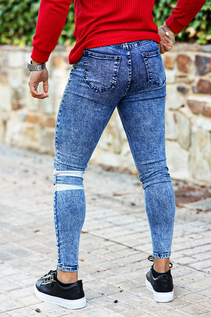 blue ripped skinny jeans