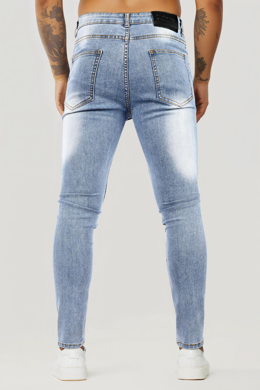 Men‘s Ripped Washed Skinny Light Blue Jean