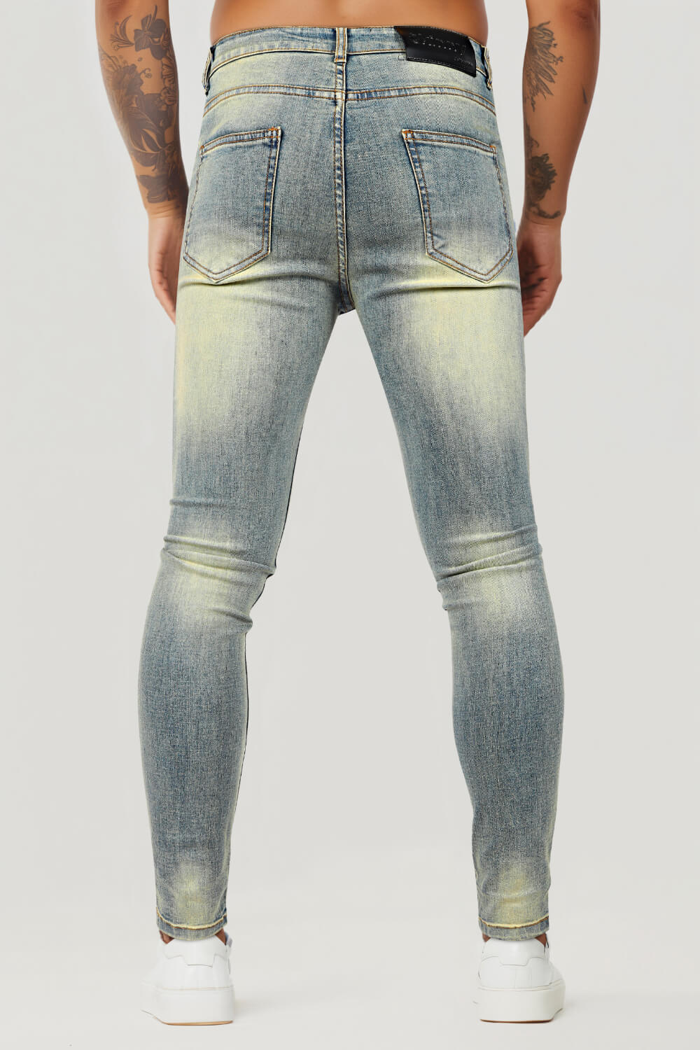 Men's Blue Skinny Jean Ripped - Washing