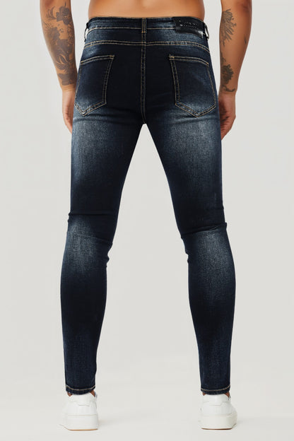 Jean skinny vintage pour hommes - Bleu foncé